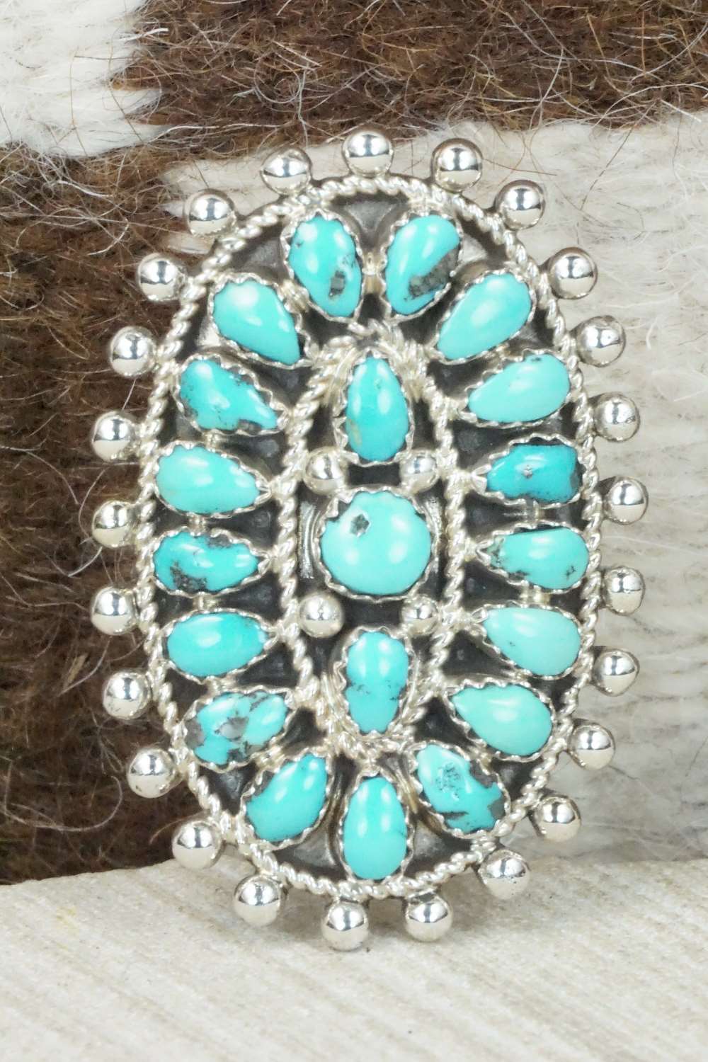 Turquoise and Sterling Silver Ring - Eunise Wilson - Size 6.75