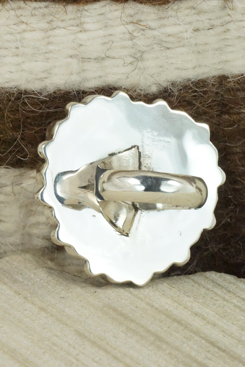 Spiny Oyster, Turquoise & Sterling Silver Ring - Sandra Parkett - Size 7.5 (Adj)