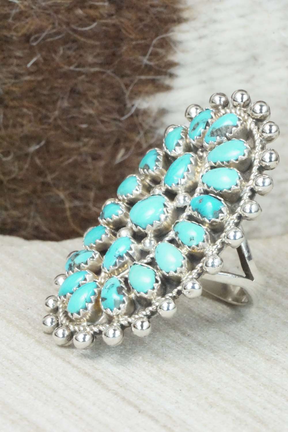 Turquoise and Sterling Silver Ring - Eunise Wilson - Size 6.75