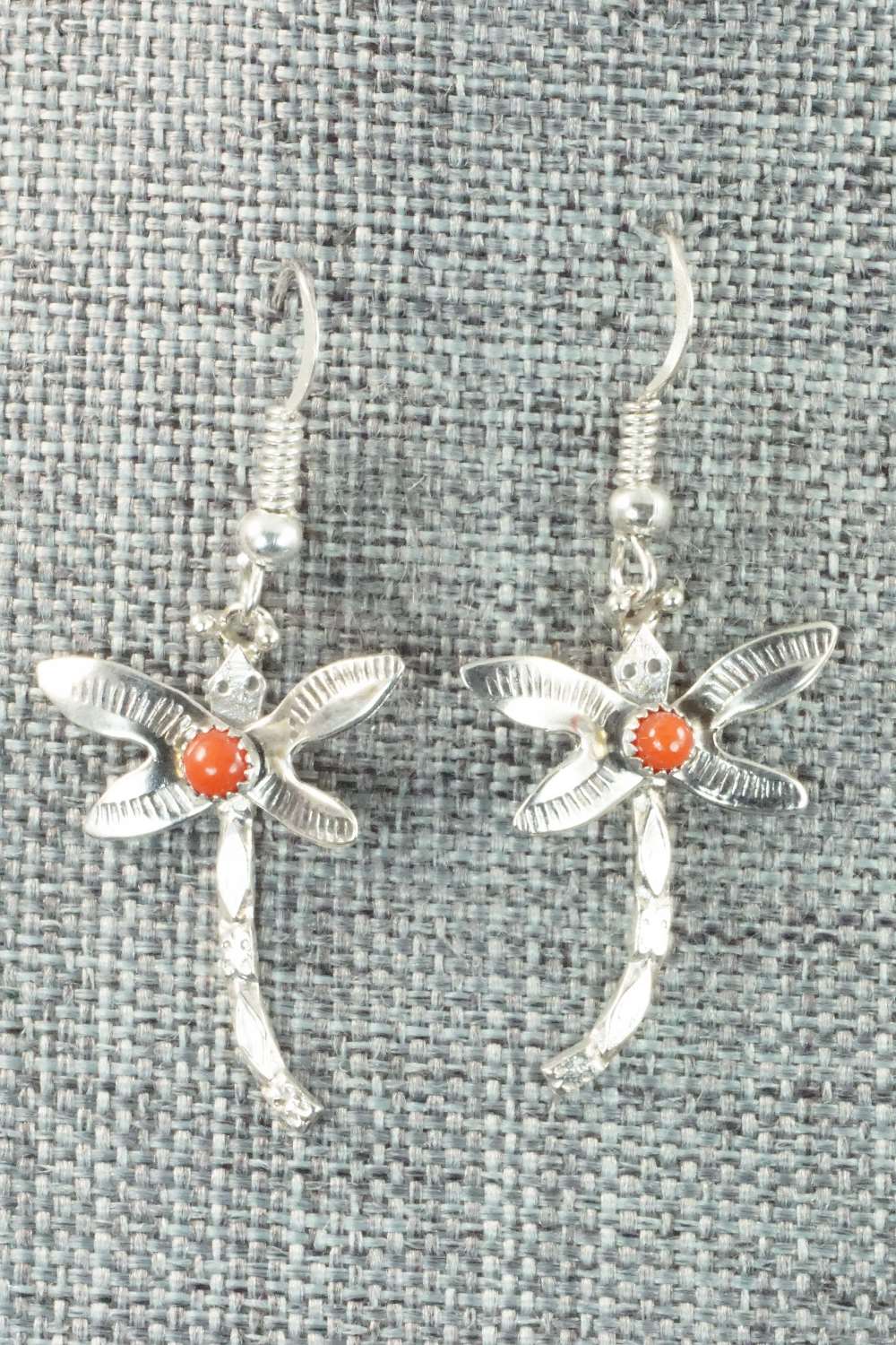 Coral & Sterling Silver Earrings - Darlene Platero
