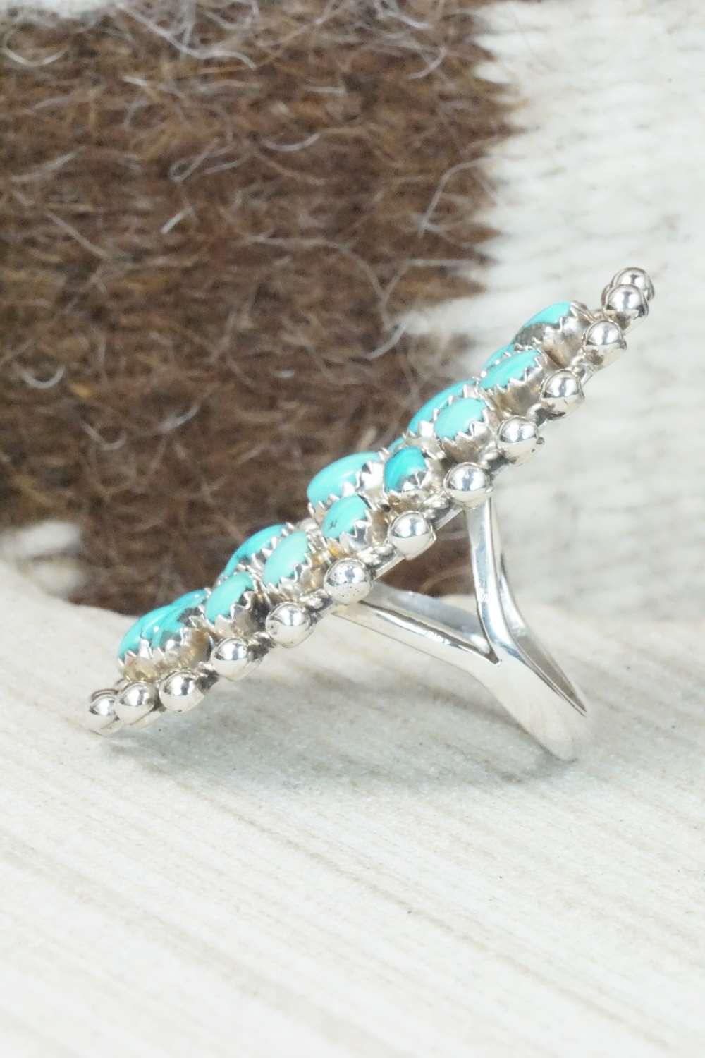 Turquoise and Sterling Silver Ring - Eunise Wilson - Size 6.75