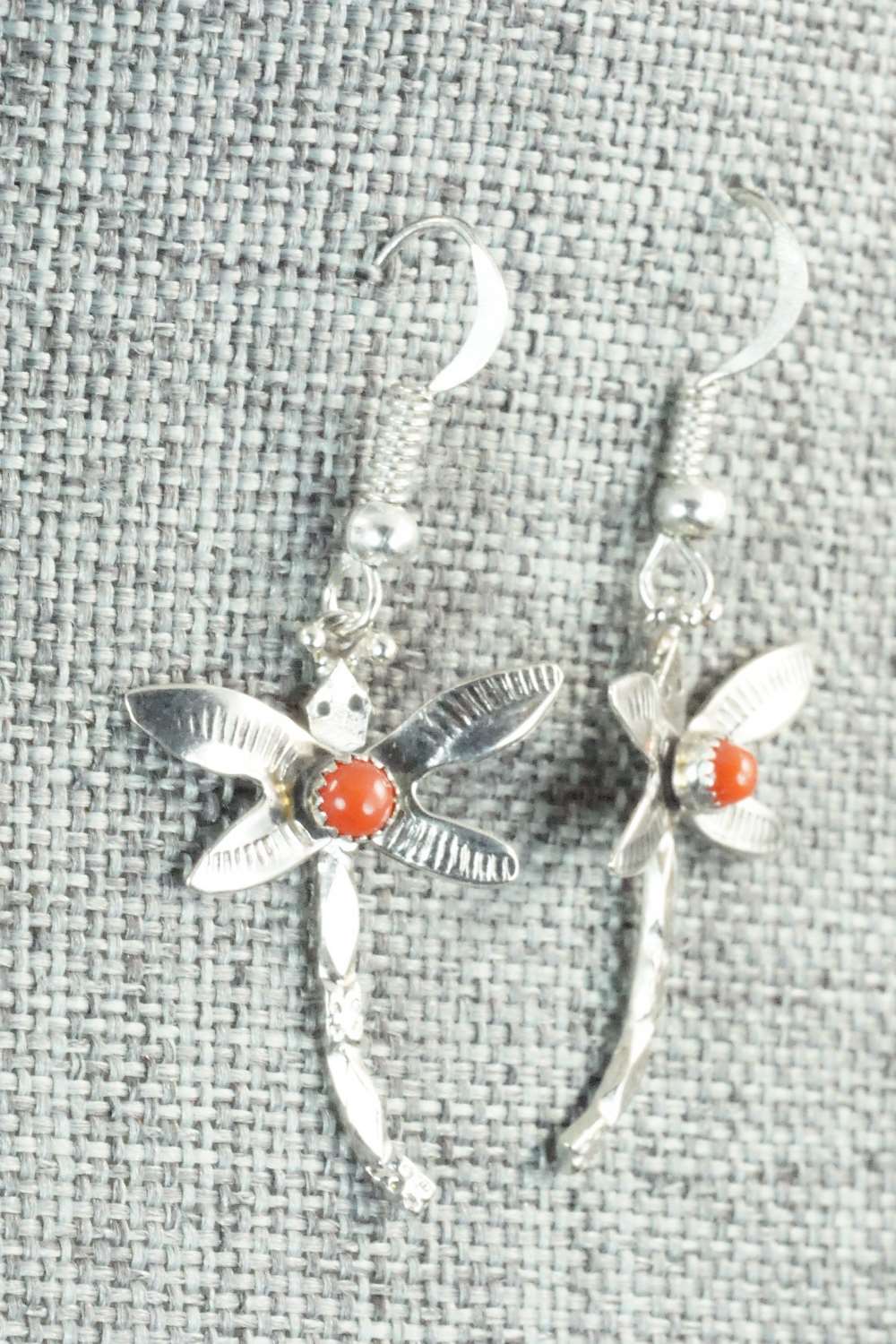 Coral & Sterling Silver Earrings - Darlene Platero