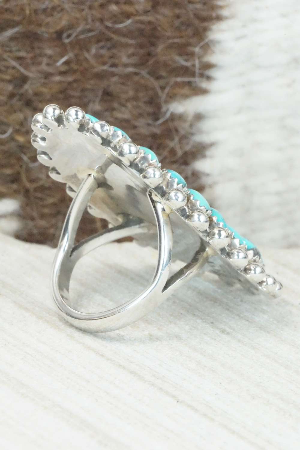 Turquoise and Sterling Silver Ring - Eunise Wilson - Size 6.75