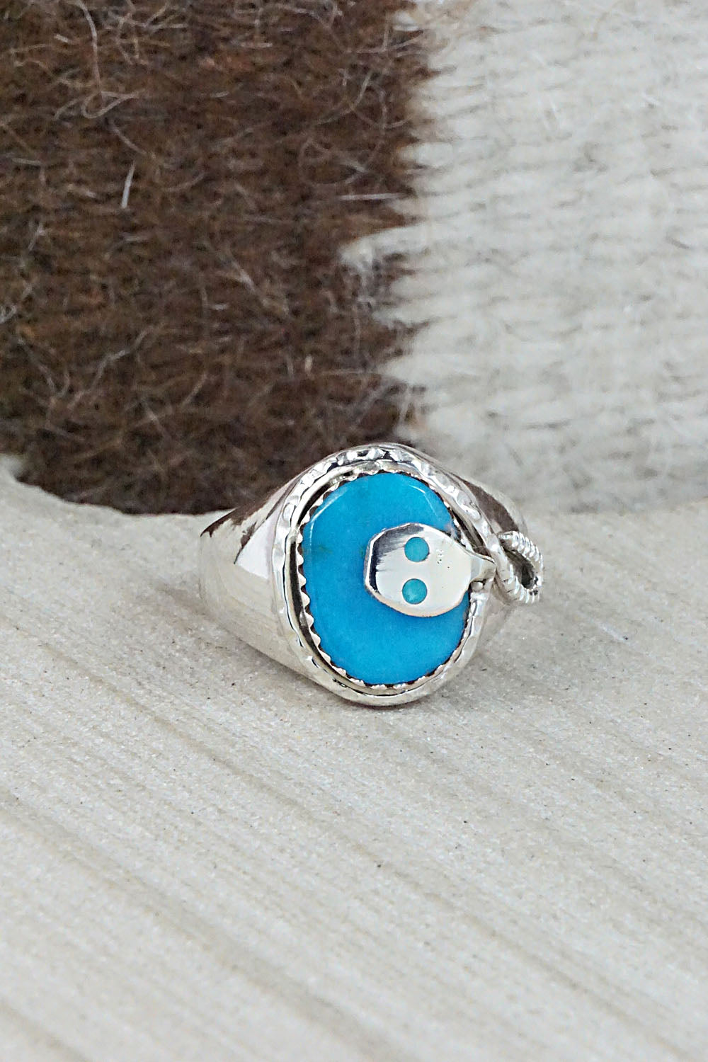 Turquoise & Sterling Silver Ring - Joy Calavaza - Size 8