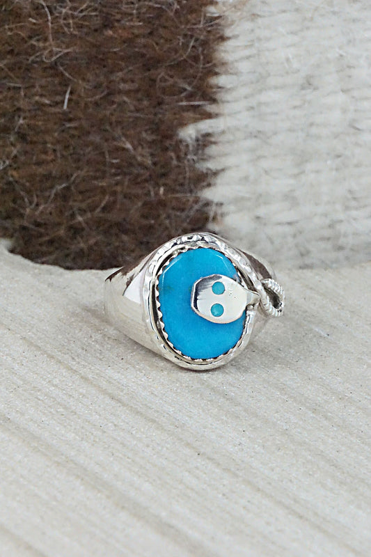 Turquoise & Sterling Silver Ring - Joy Calavaza - Size 8