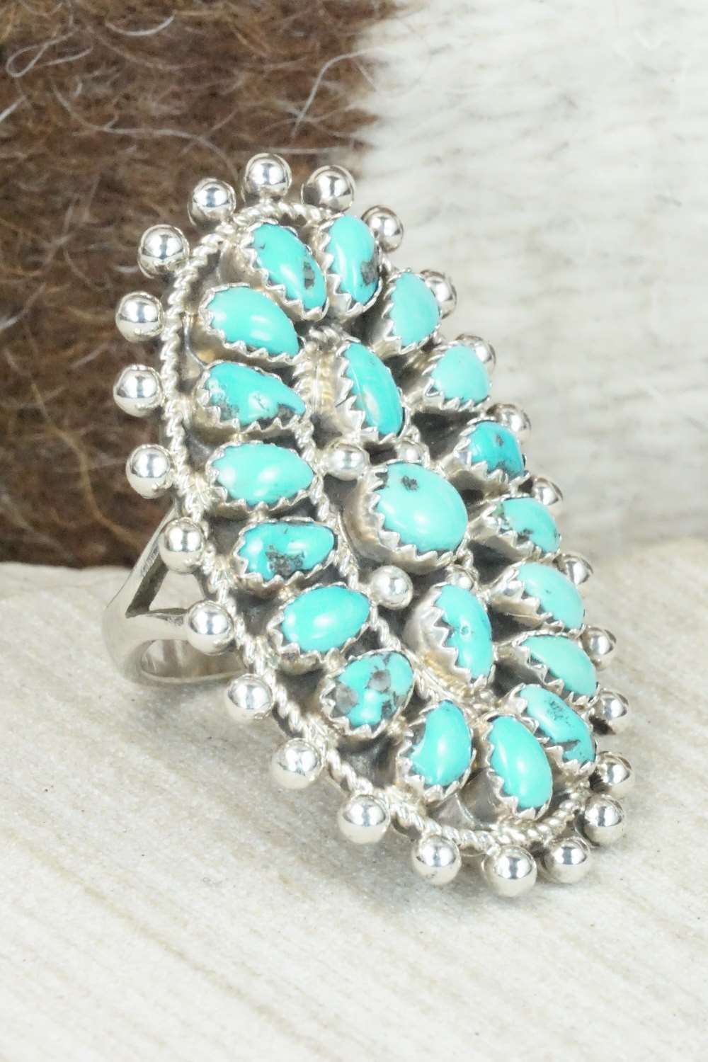 Turquoise and Sterling Silver Ring - Eunise Wilson - Size 6.75