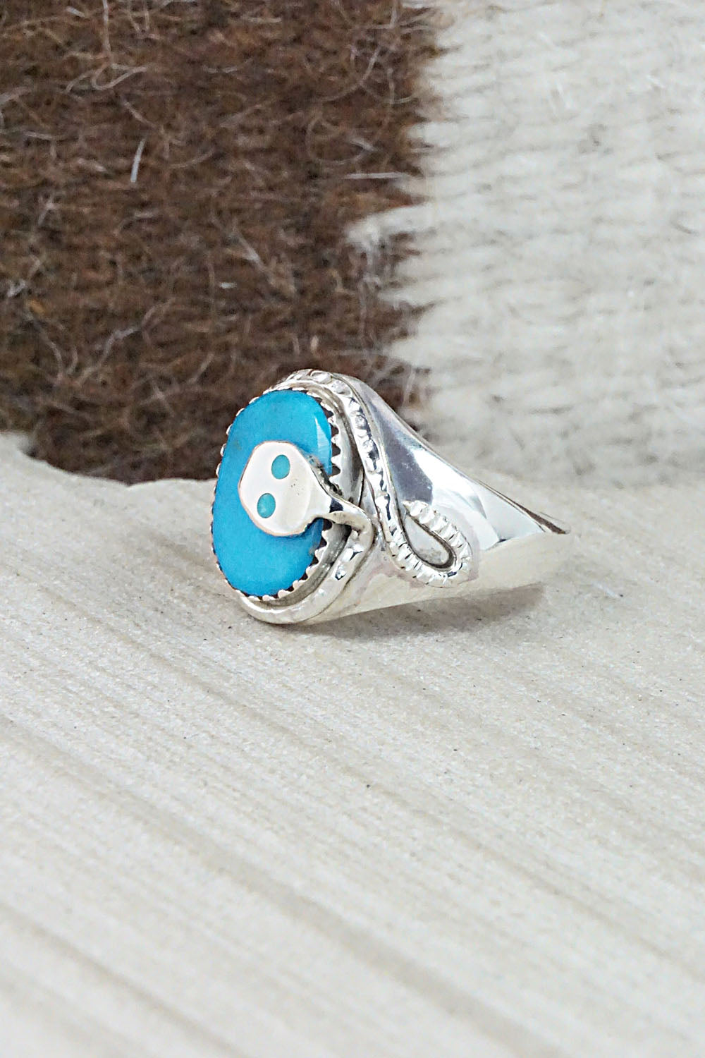 Turquoise & Sterling Silver Ring - Joy Calavaza - Size 8