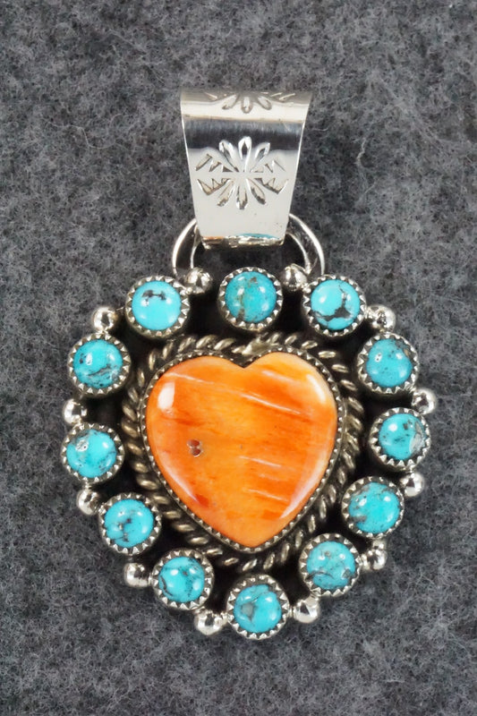 Spiny Oyster, Turquoise and Sterling Silver Pendant - Sandra Parkett