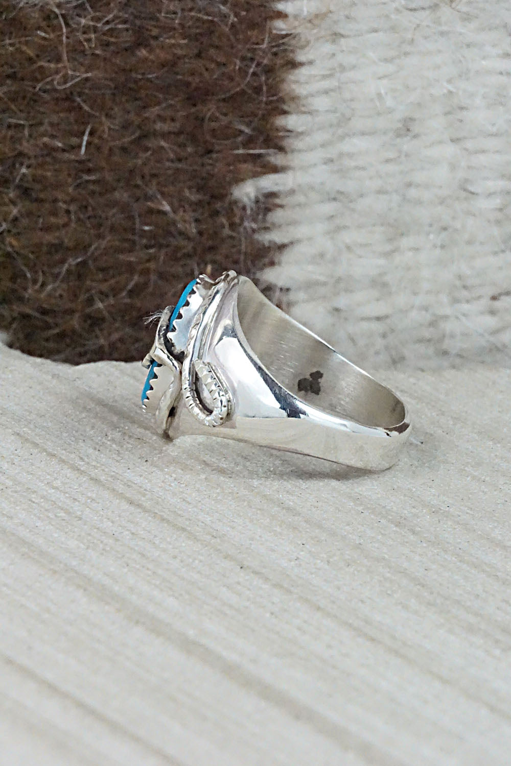 Turquoise & Sterling Silver Ring - Joy Calavaza - Size 8