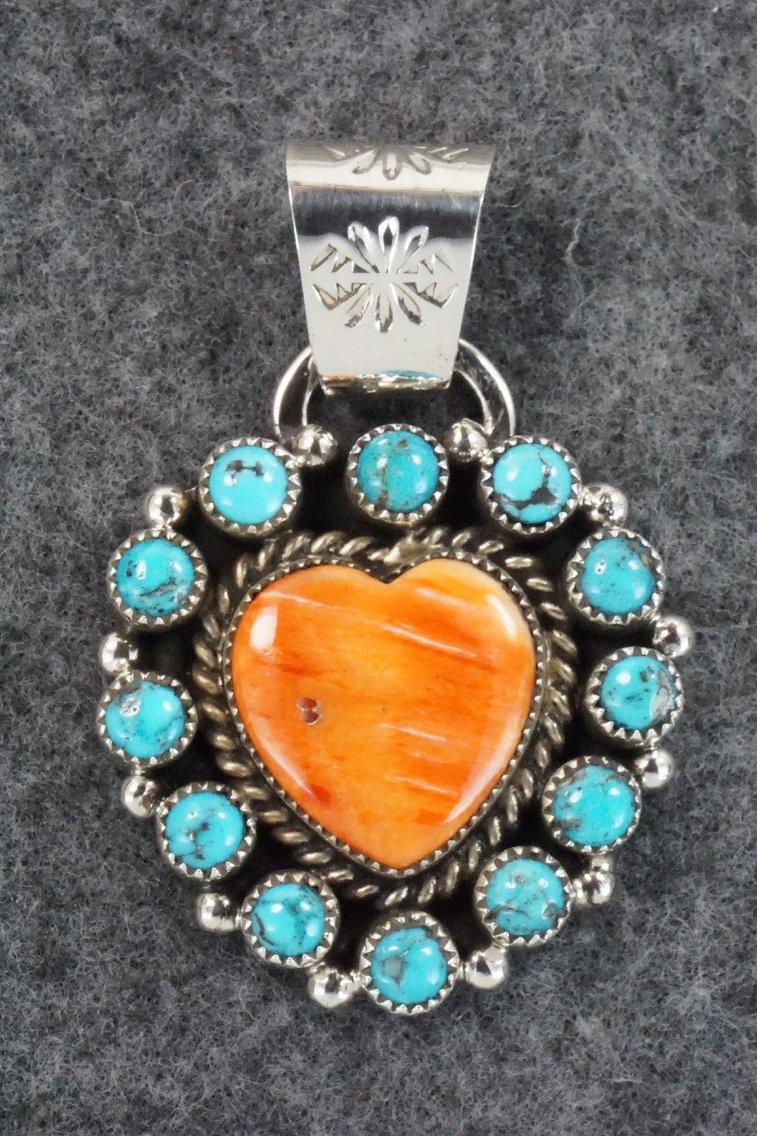 Spiny Oyster, Turquoise and Sterling Silver Pendant - Sandra Parkett