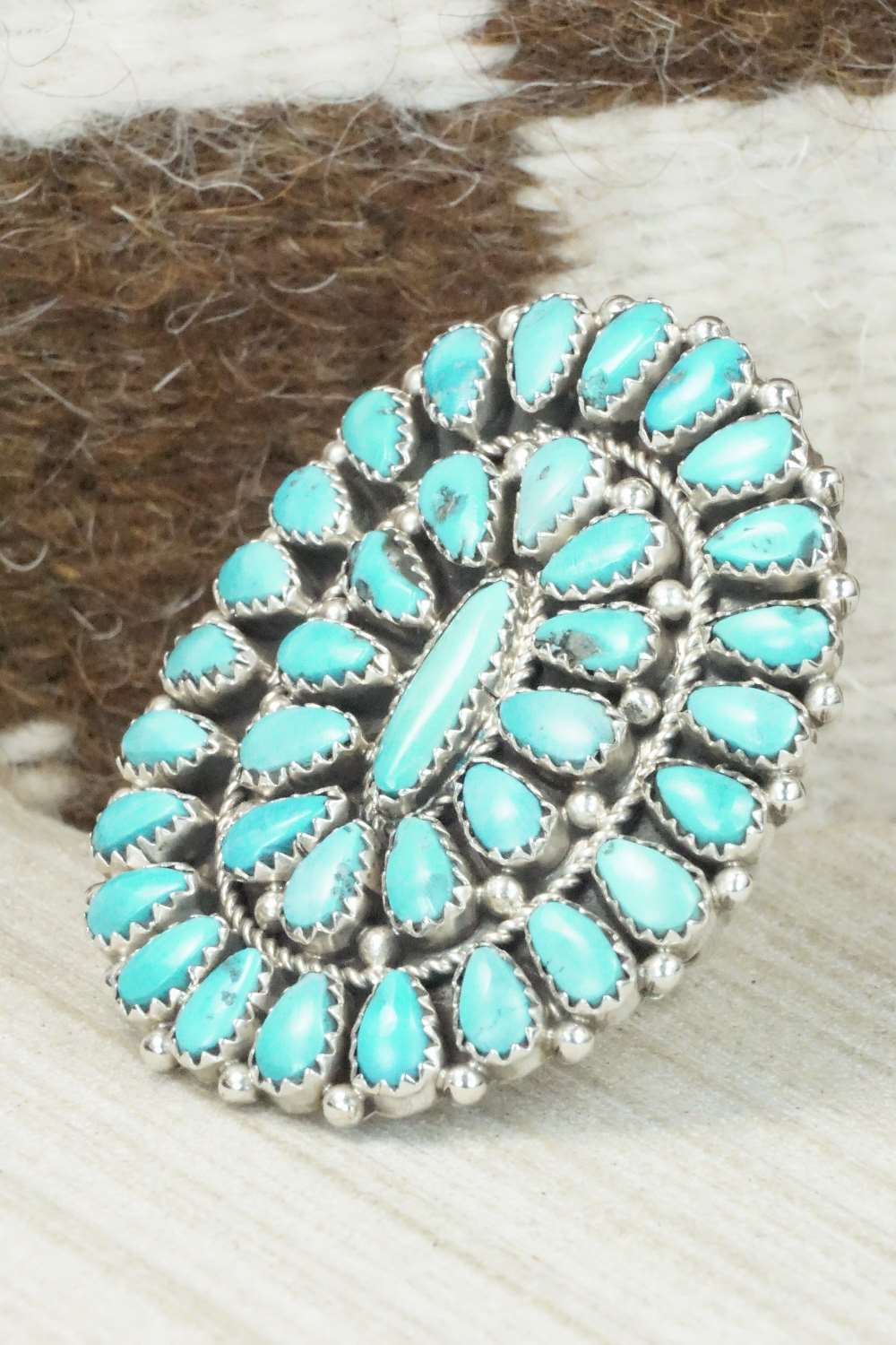 Turquoise and Sterling Silver Ring - Eunise Wilson - Size 9.5
