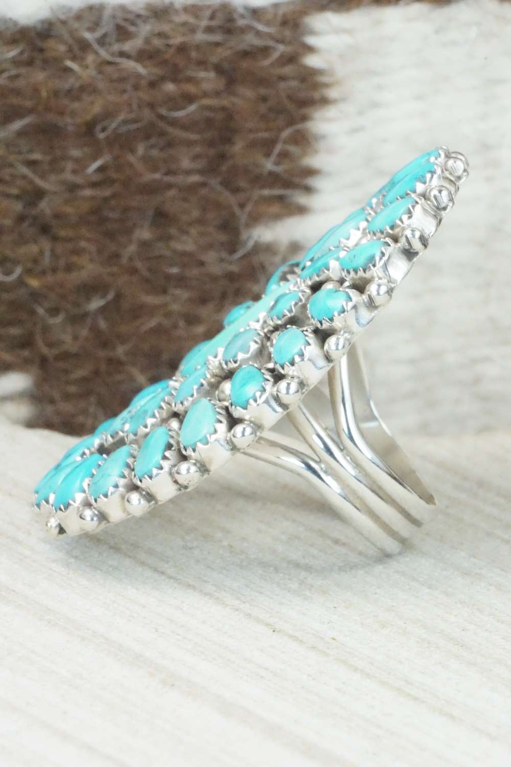 Turquoise and Sterling Silver Ring - Eunise Wilson - Size 9.5