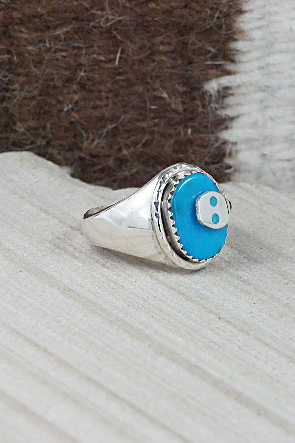 Turquoise & Sterling Silver Ring - Joy Calavaza - Size 8