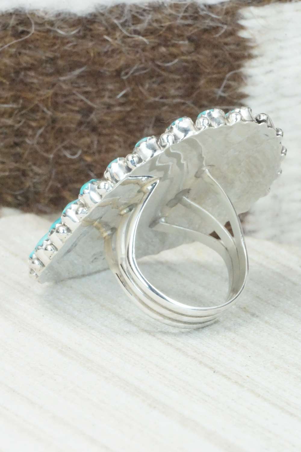 Turquoise and Sterling Silver Ring - Eunise Wilson - Size 9.5