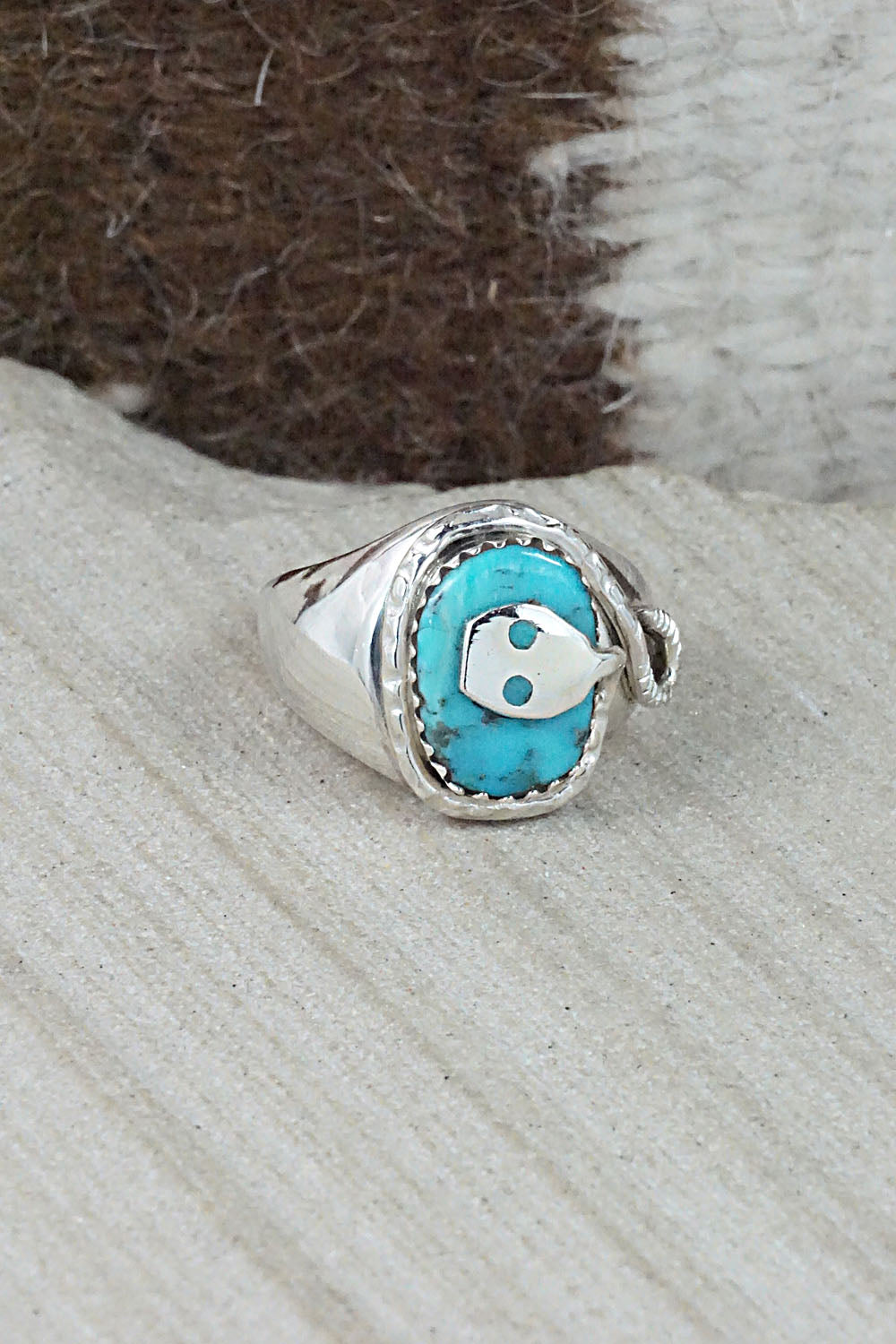 Turquoise & Sterling Silver Ring - Joy Calavaza - Size 7.5