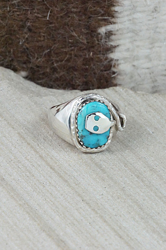 Turquoise & Sterling Silver Ring - Joy Calavaza - Size 7.5