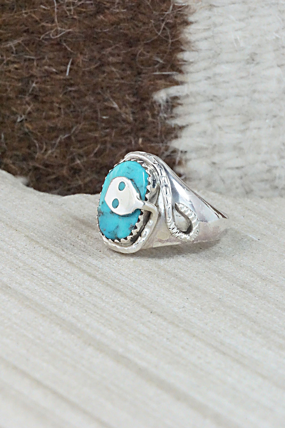 Turquoise & Sterling Silver Ring - Joy Calavaza - Size 7.5