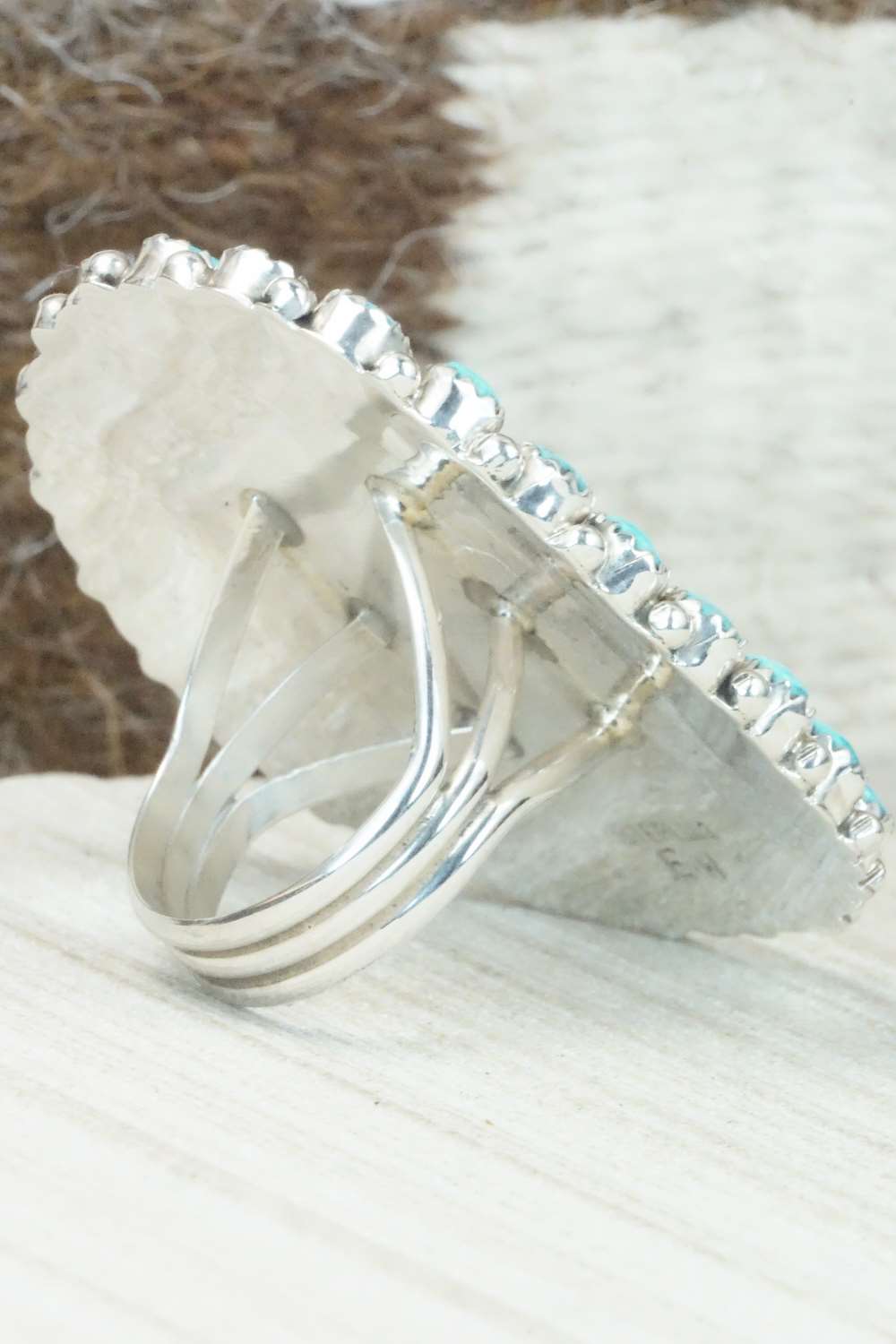 Turquoise and Sterling Silver Ring - Eunise Wilson - Size 9.5
