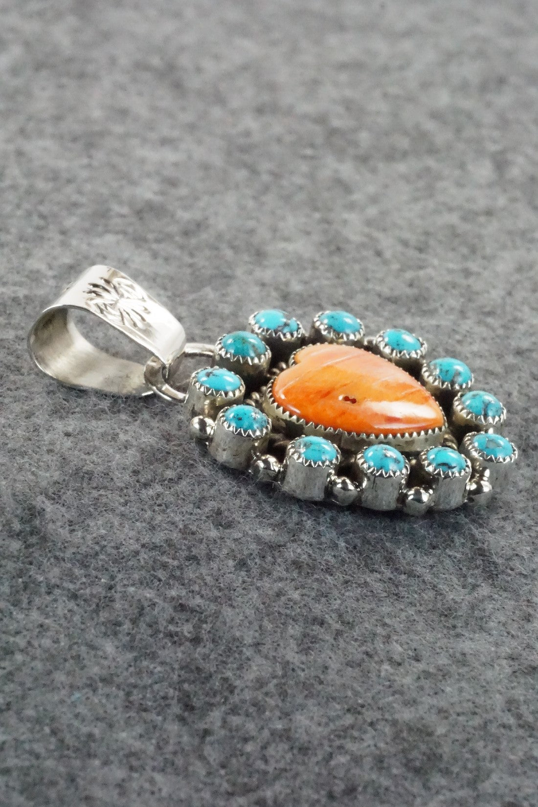 Spiny Oyster, Turquoise and Sterling Silver Pendant - Sandra Parkett