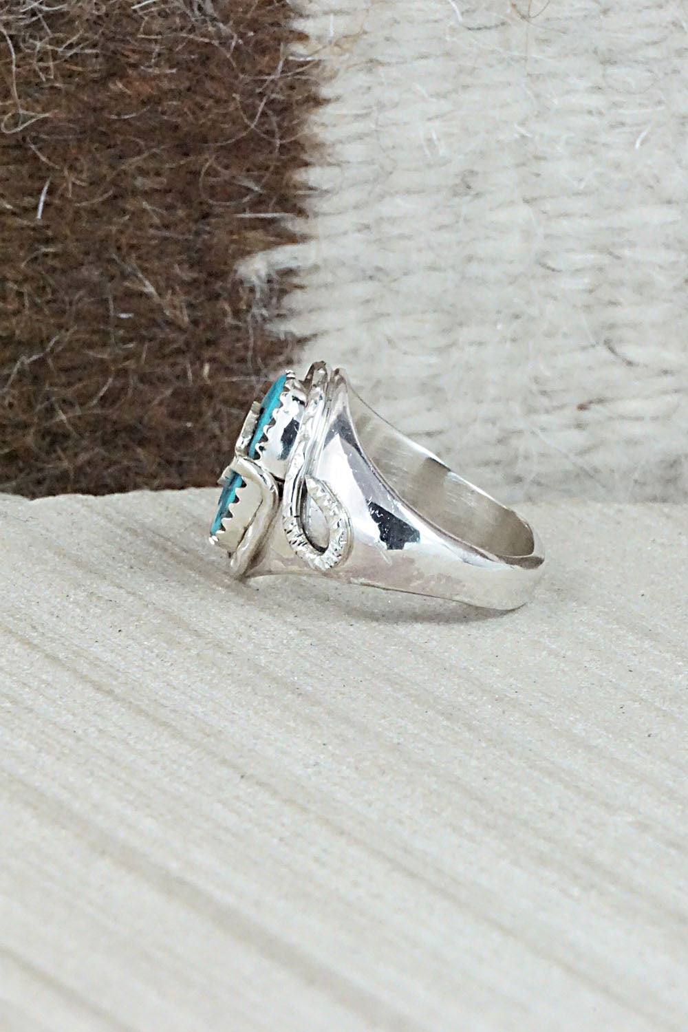 Turquoise & Sterling Silver Ring - Joy Calavaza - Size 7.5