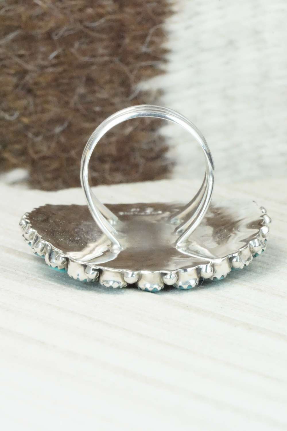 Turquoise and Sterling Silver Ring - Eunise Wilson - Size 9.5