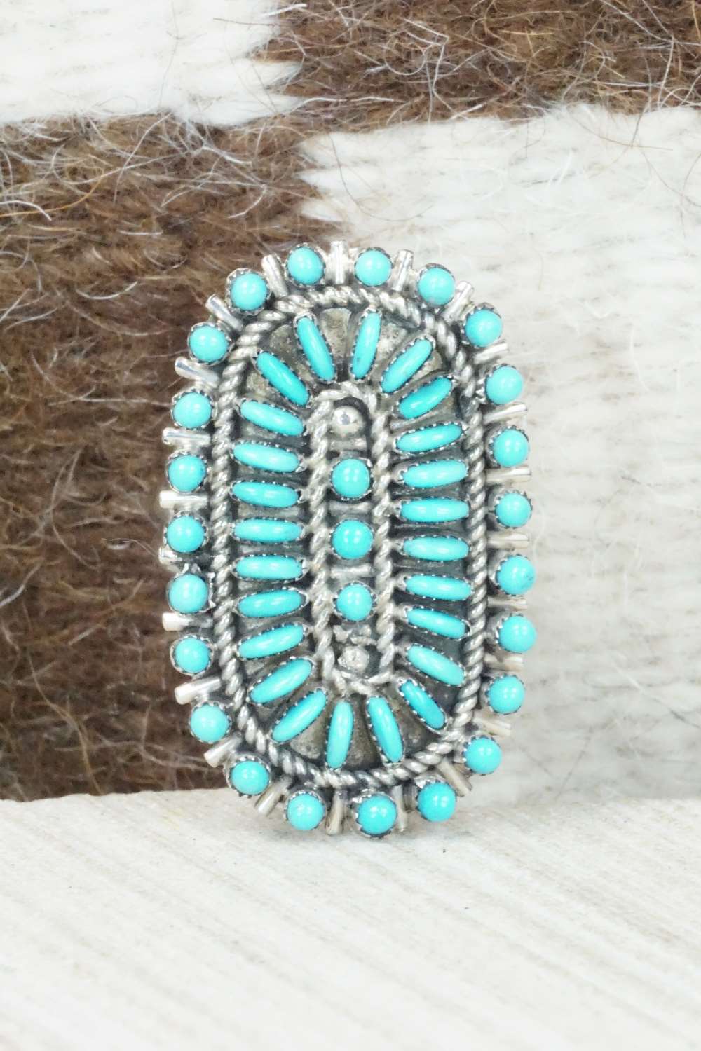 Turquoise & Sterling Silver Ring - Connie Wyaco - Size 6.5