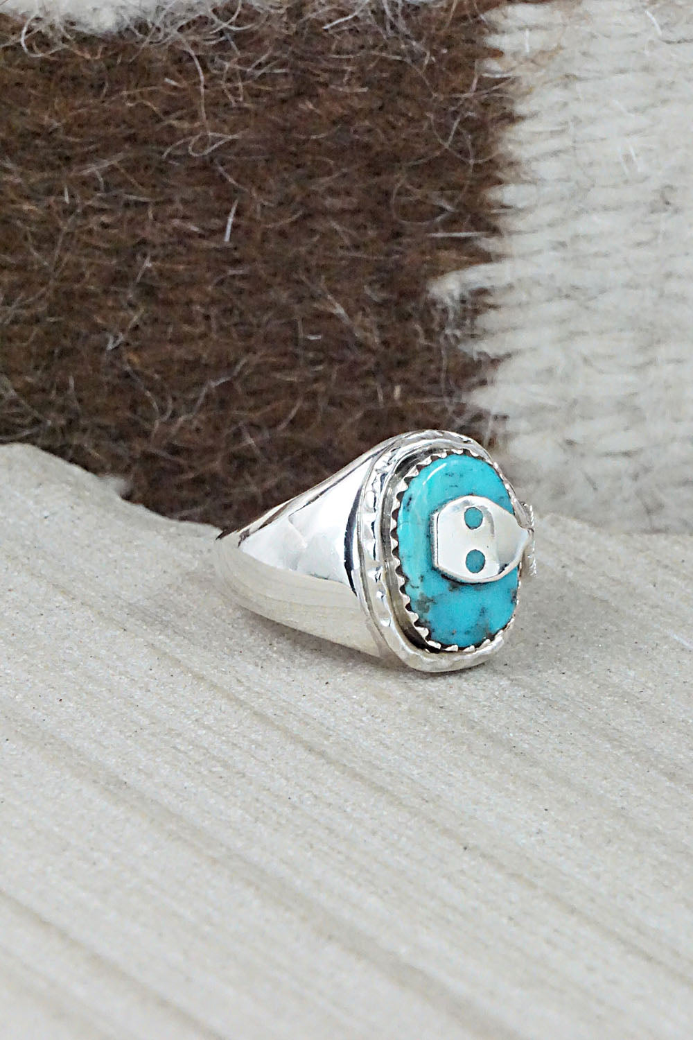 Turquoise & Sterling Silver Ring - Joy Calavaza - Size 7.5