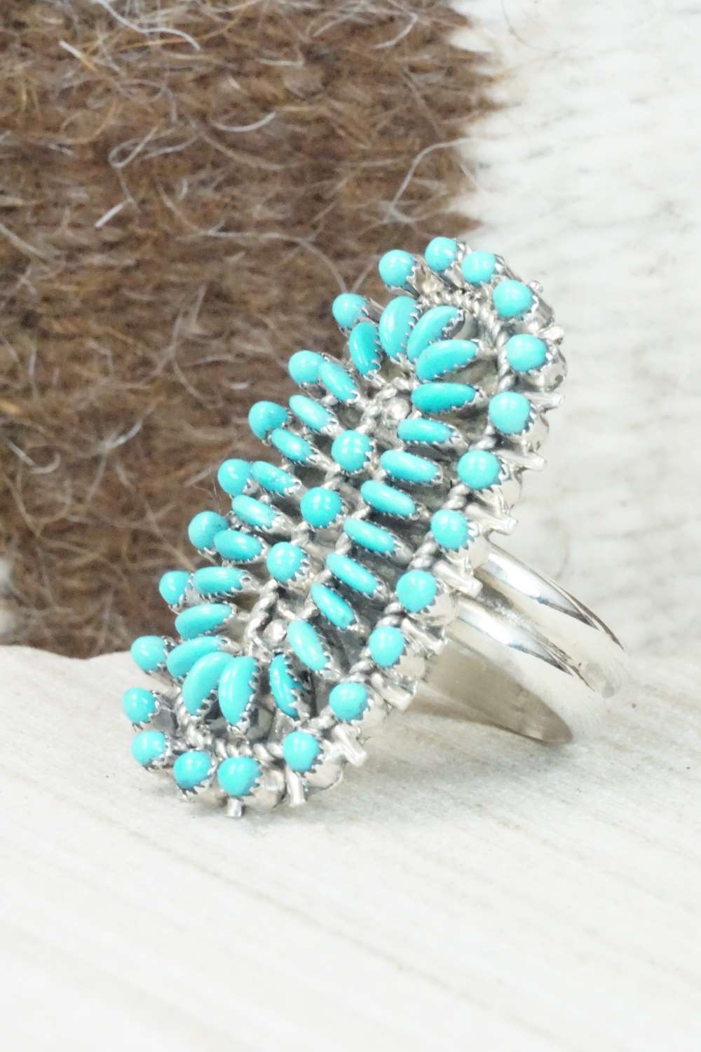 Turquoise & Sterling Silver Ring - Connie Wyaco - Size 6.5