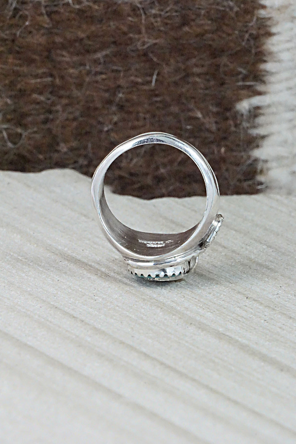 Turquoise & Sterling Silver Ring - Joy Calavaza - Size 7.5