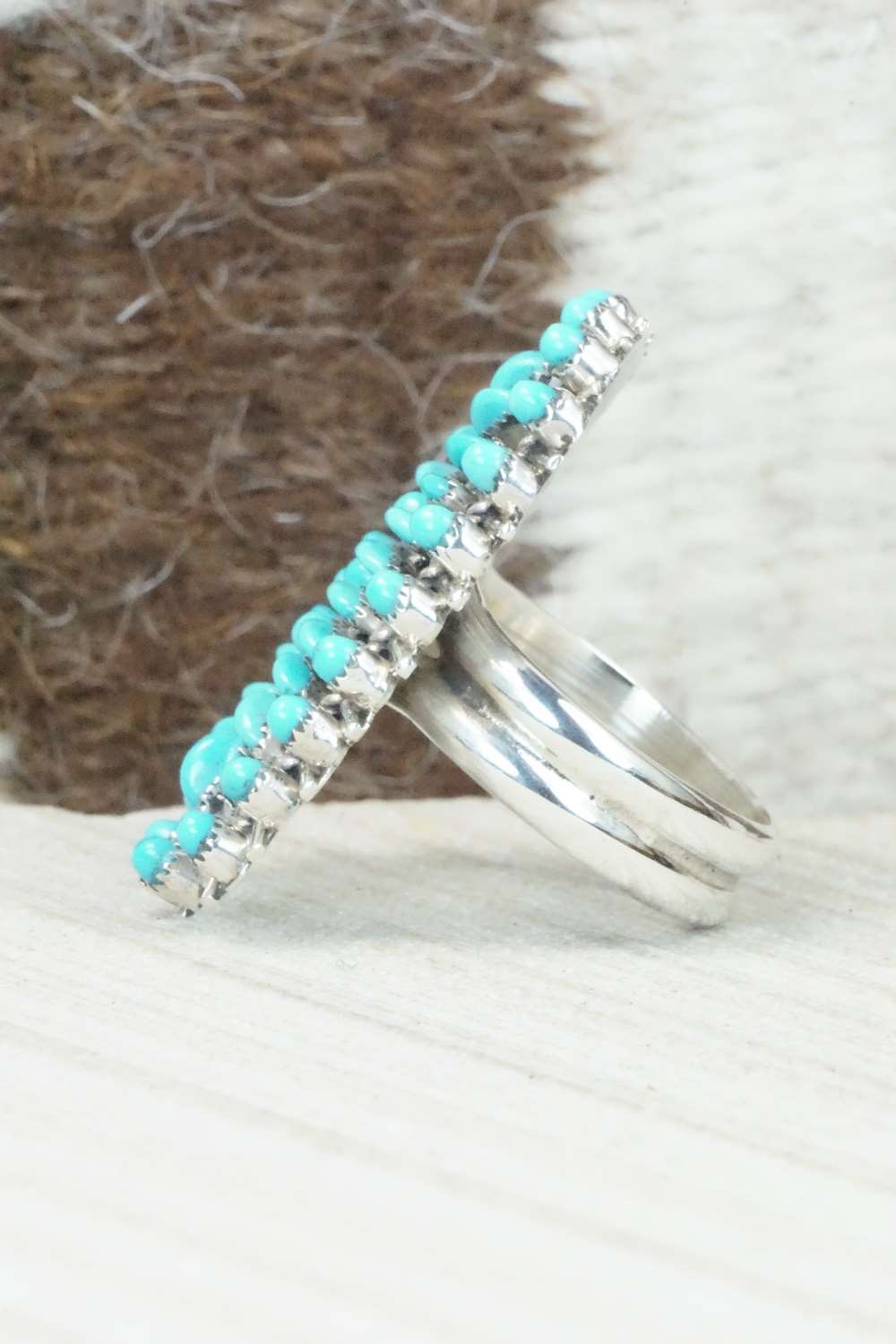 Turquoise & Sterling Silver Ring - Connie Wyaco - Size 6.5