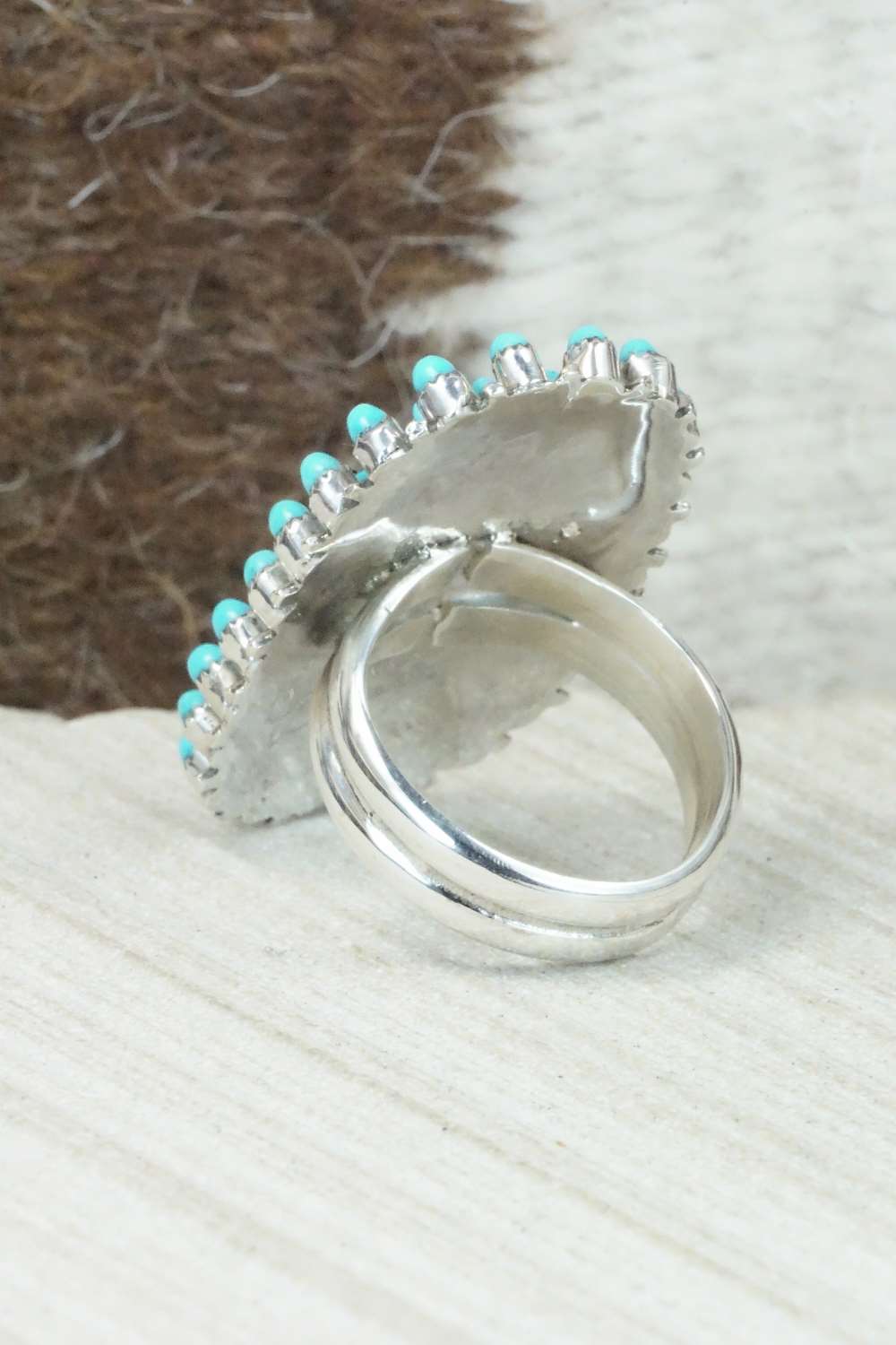 Turquoise & Sterling Silver Ring - Connie Wyaco - Size 6.5