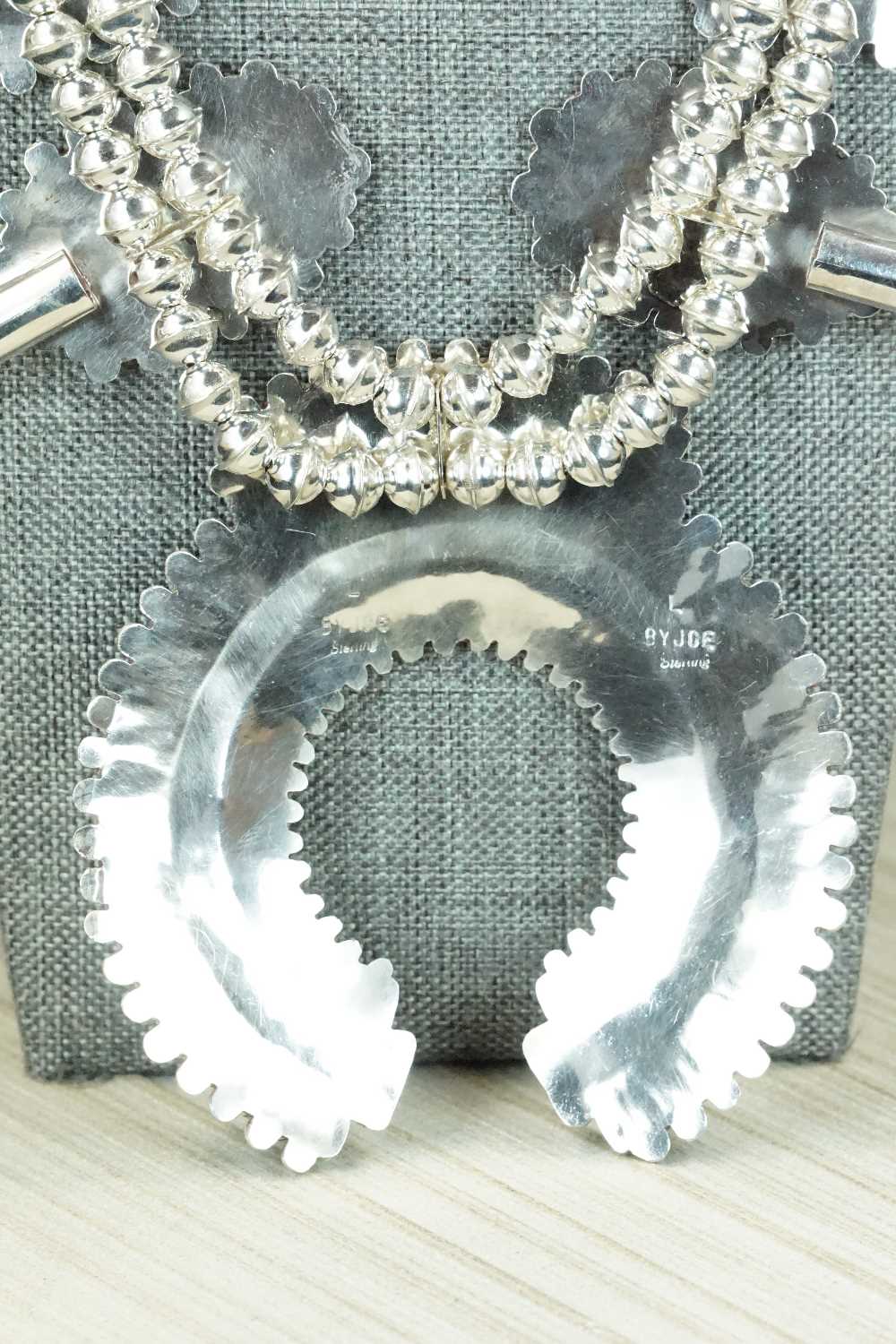Turquoise & Sterling Silver Squash Blossom Necklace Set - Lavell Byjoe