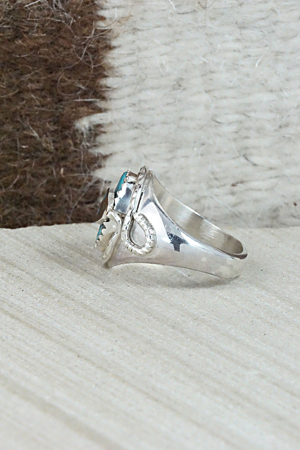 Turquoise & Sterling Silver Ring - Joy Calavaza - Size 7