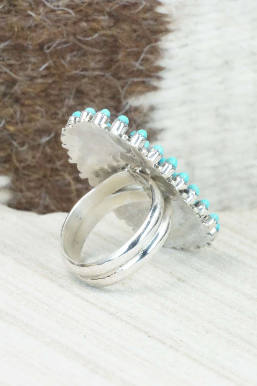 Turquoise & Sterling Silver Ring - Connie Wyaco - Size 6.5