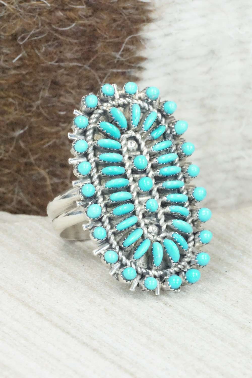 Turquoise & Sterling Silver Ring - Connie Wyaco - Size 6.5