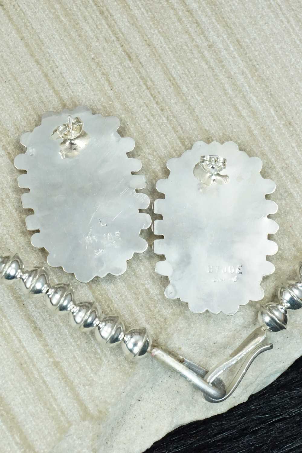 Turquoise & Sterling Silver Squash Blossom Necklace Set - Lavell Byjoe