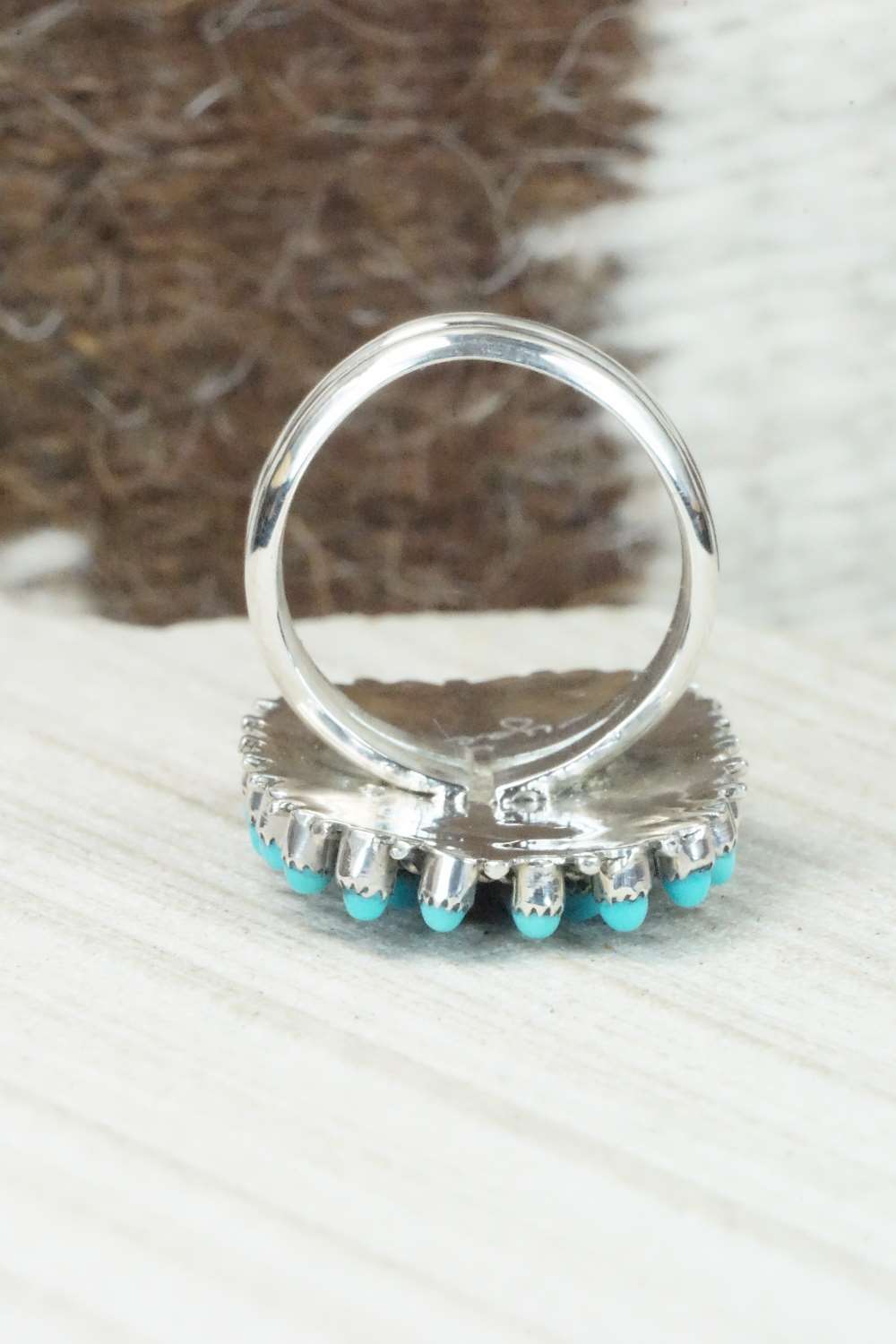 Turquoise & Sterling Silver Ring - Connie Wyaco - Size 6.5