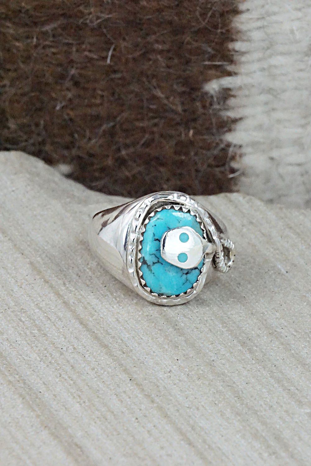 Turquoise & Sterling Silver Ring - Joy Calavaza - Size 6.5