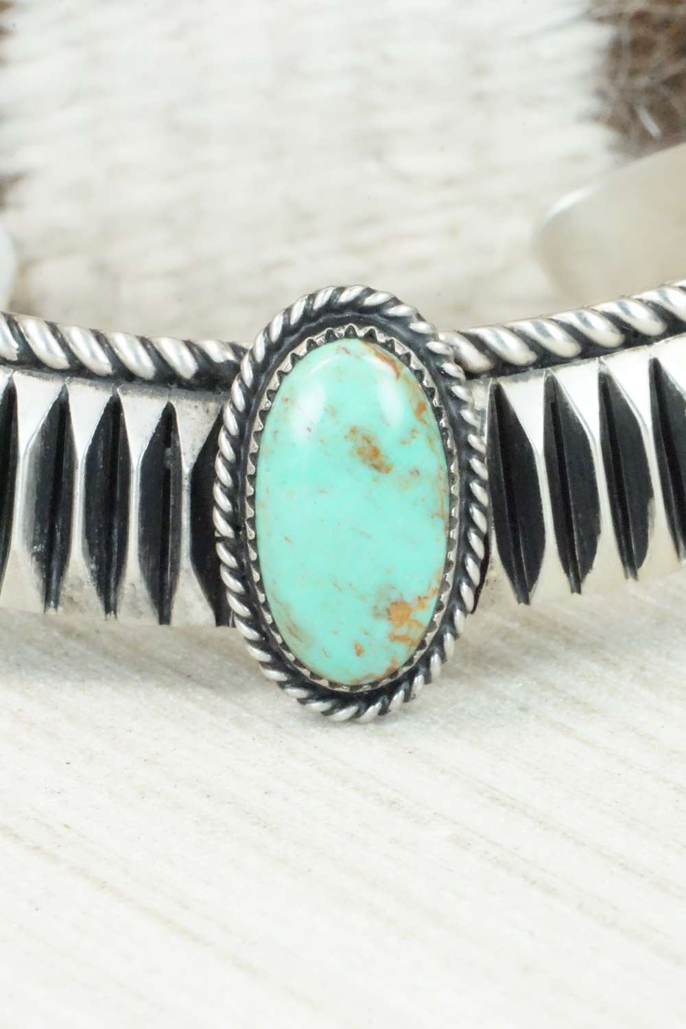 Turquoise and Sterling Silver Bracelet - Leander Tahe