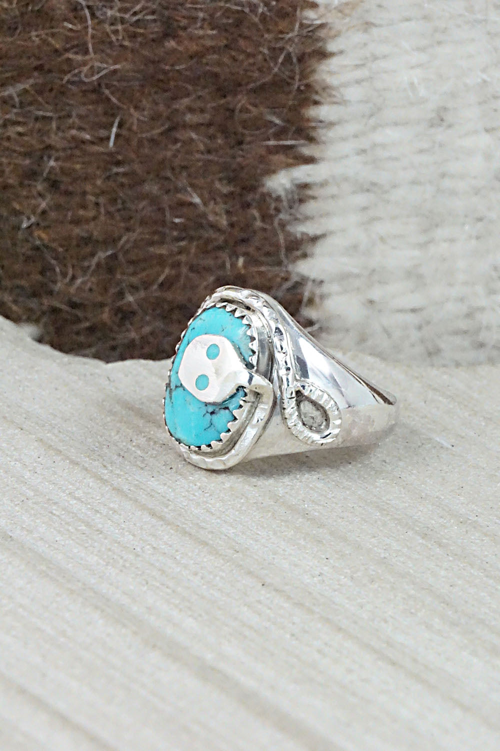 Turquoise & Sterling Silver Ring - Joy Calavaza - Size 6.5