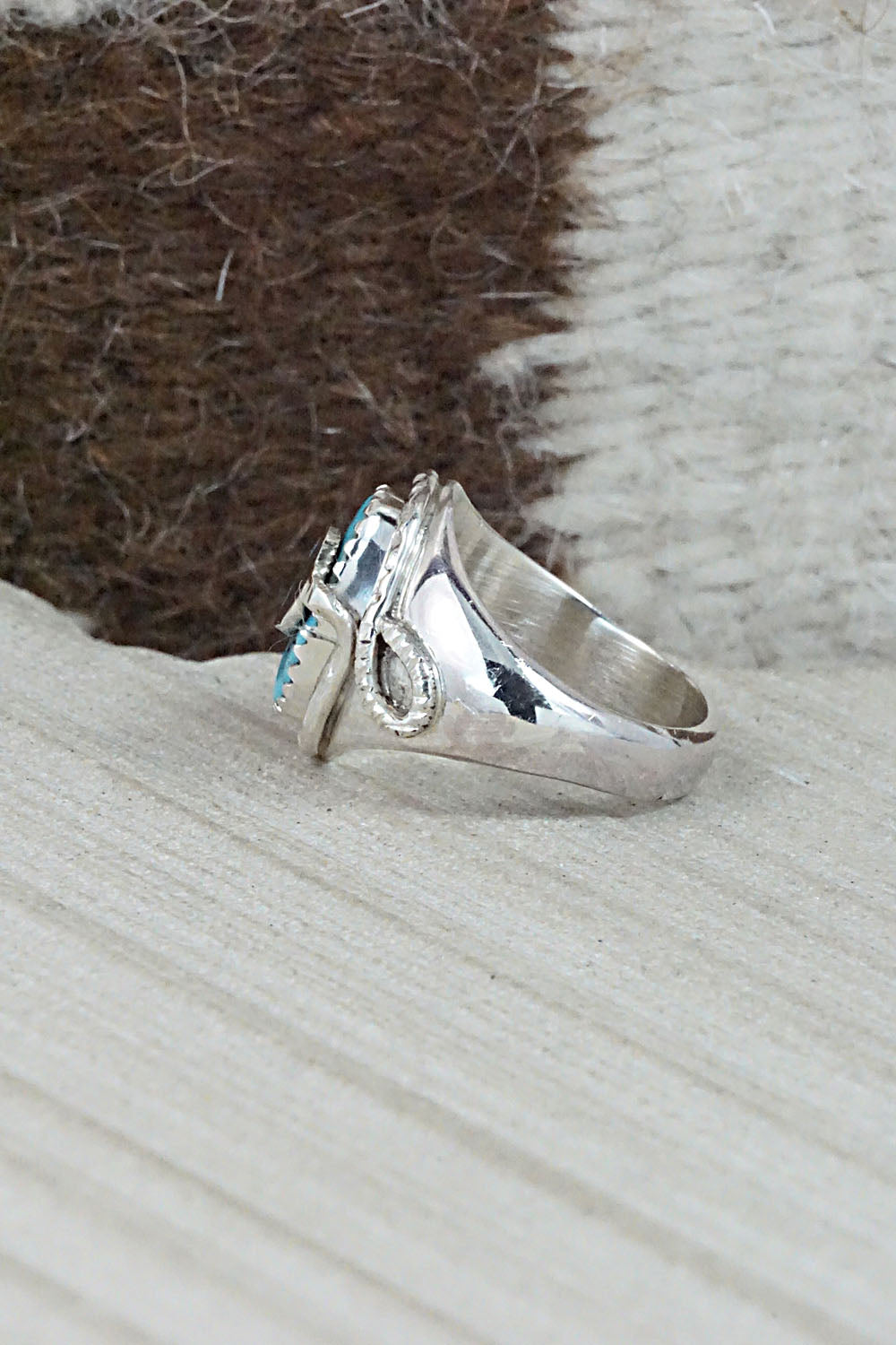 Turquoise & Sterling Silver Ring - Joy Calavaza - Size 6.5