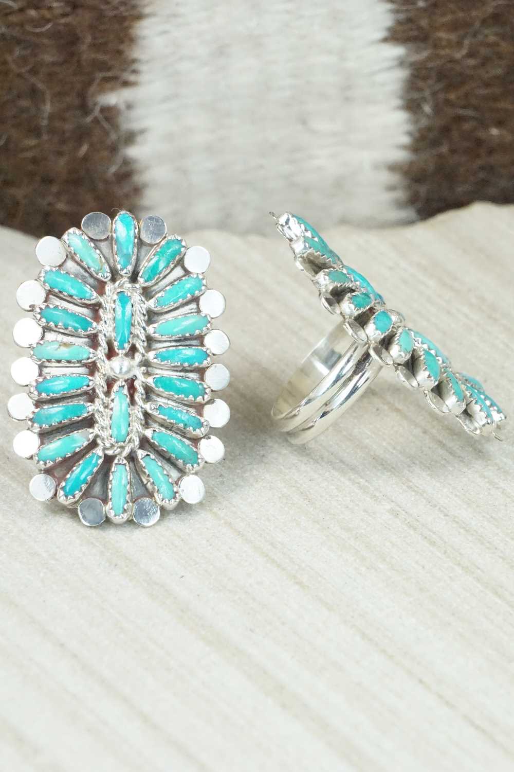 Turquoise & Sterling Silver Squash Blossom Necklace Set - Lavell Byjoe