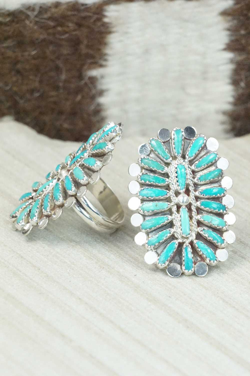 Turquoise & Sterling Silver Squash Blossom Necklace Set - Lavell Byjoe