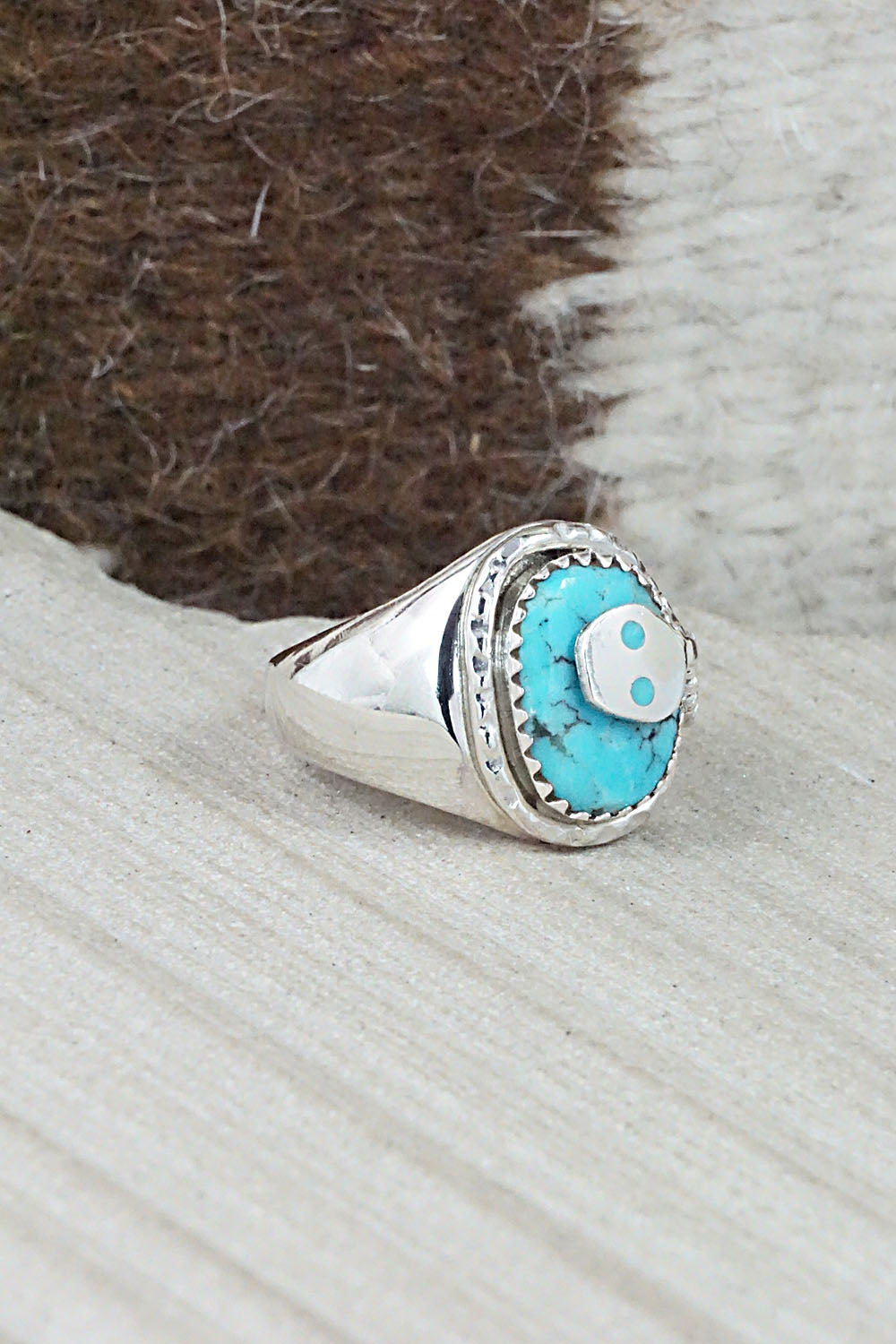 Turquoise & Sterling Silver Ring - Joy Calavaza - Size 6.5