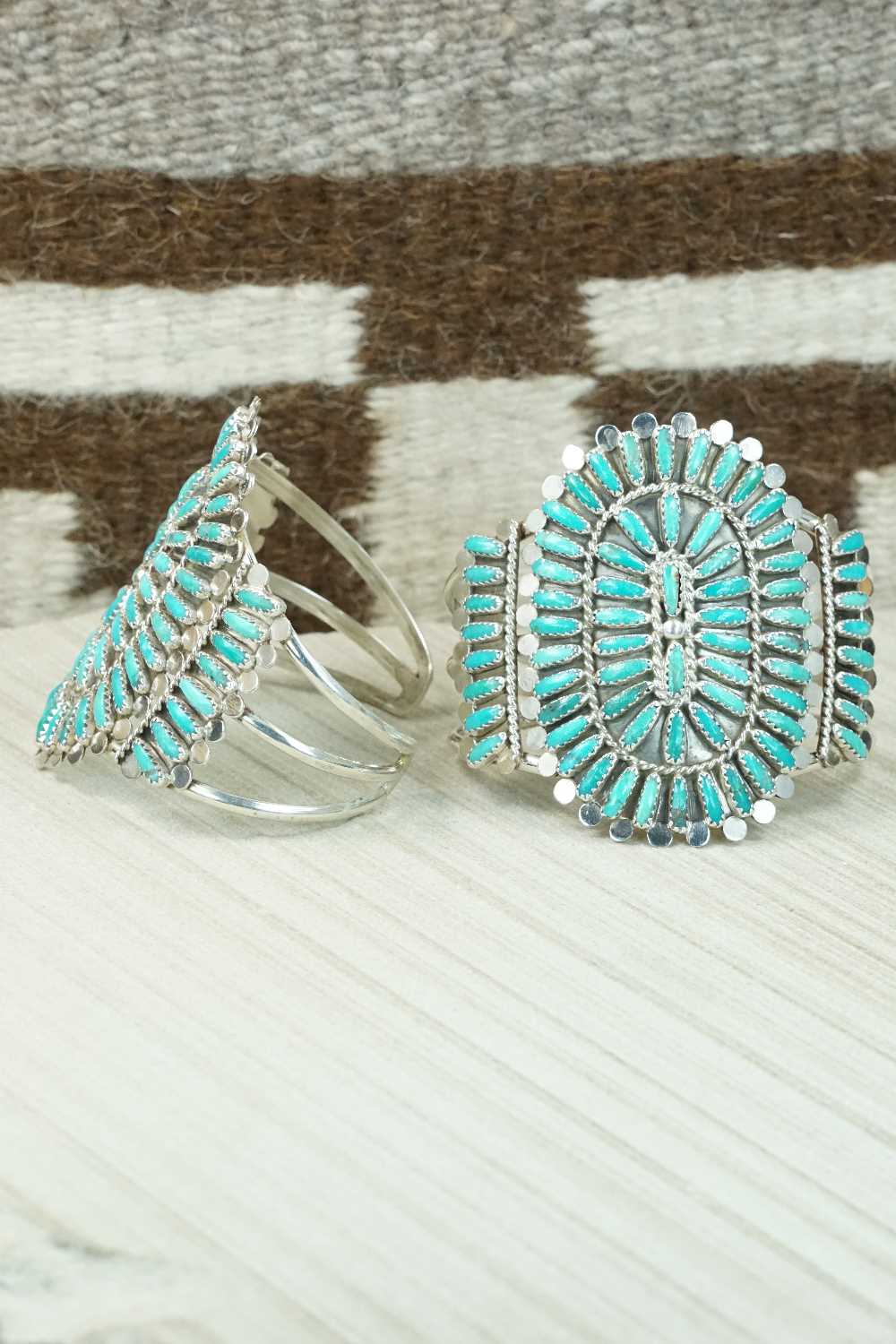 Turquoise & Sterling Silver Squash Blossom Necklace Set - Lavell Byjoe