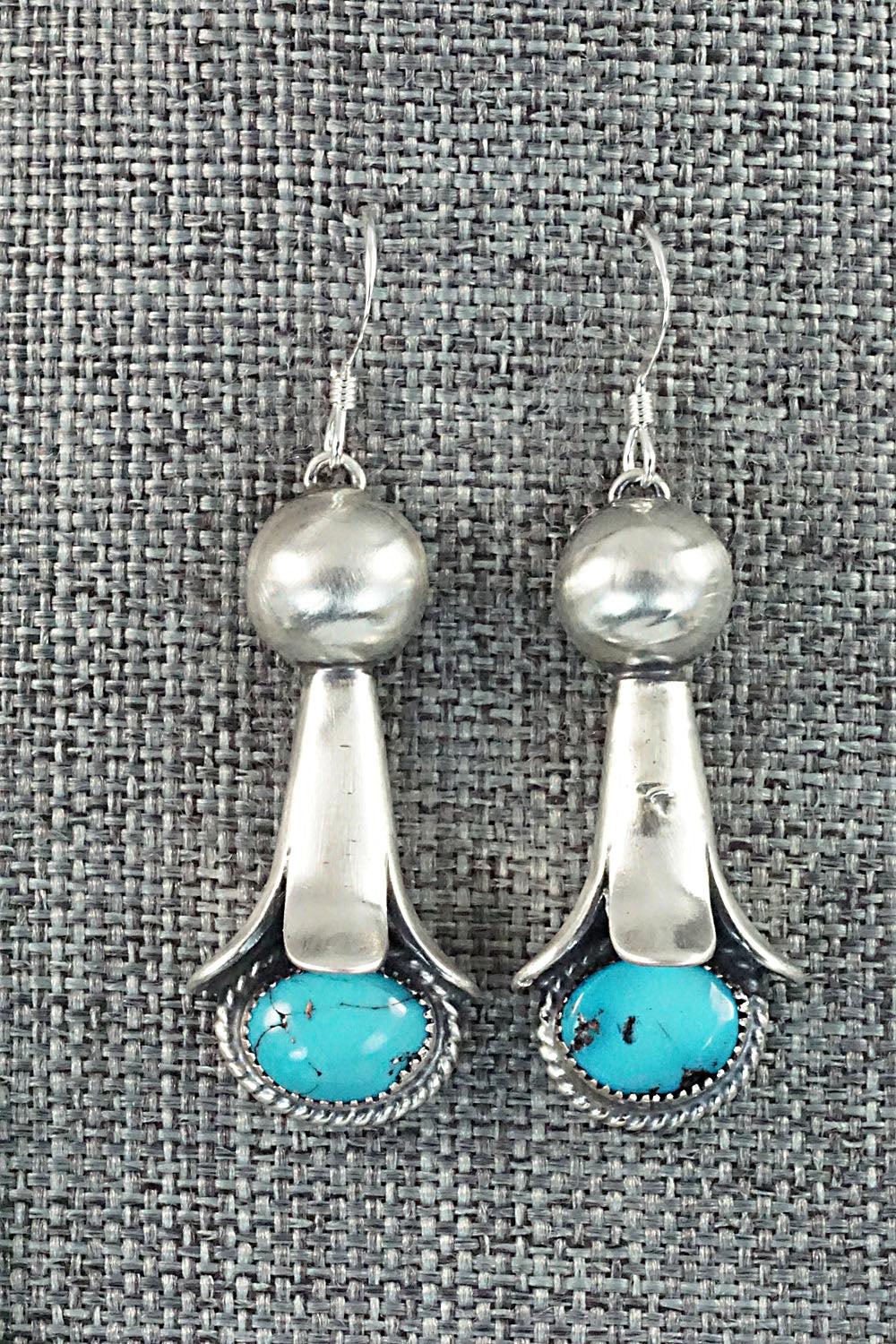 Turquoise & Sterling Silver Squash Blossom Necklace and Earrings - Derrick Gordon Jr.