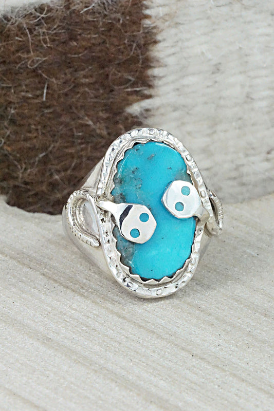 Turquoise & Sterling Silver Ring - Joy Calavaza - Size 12