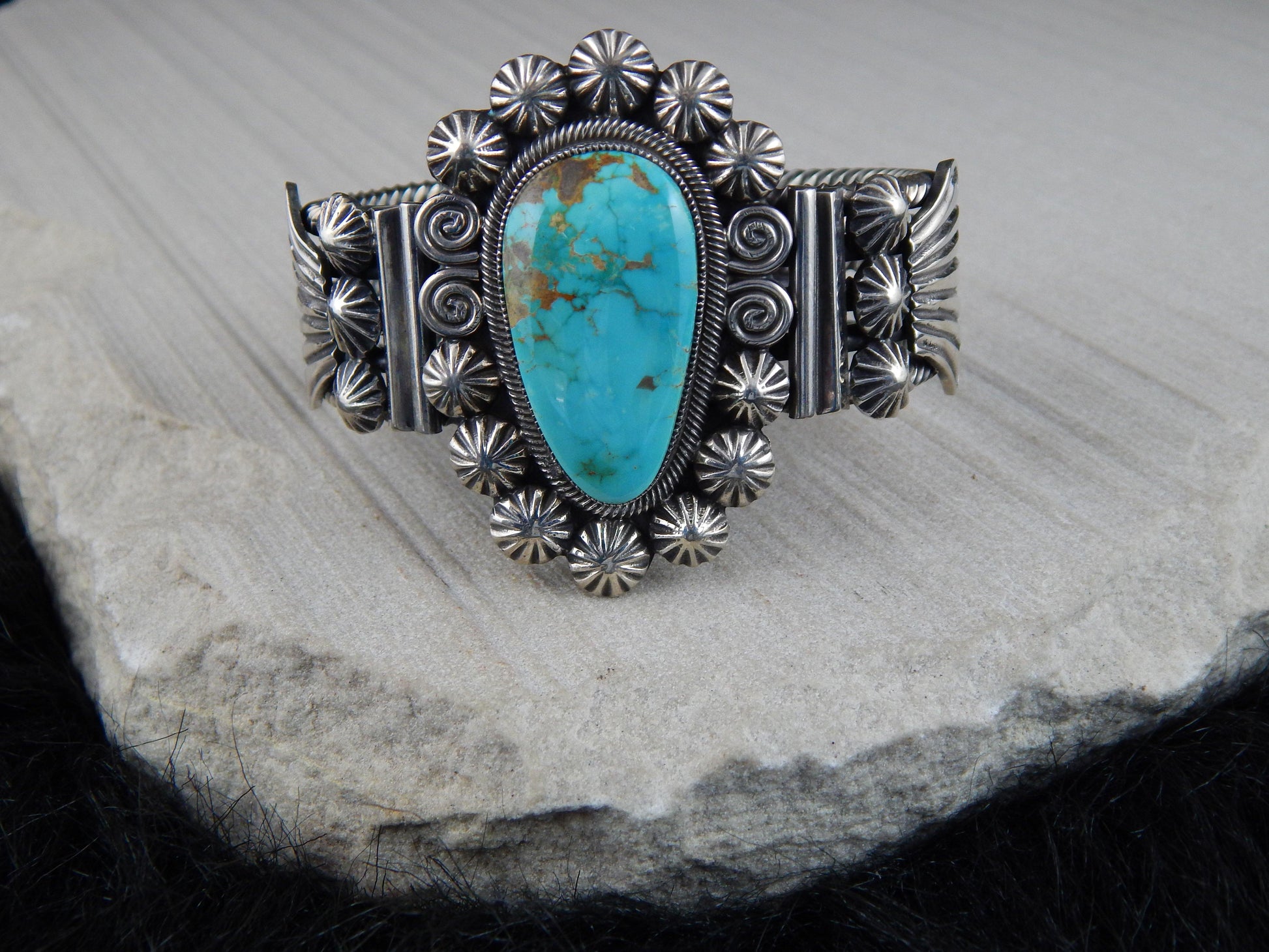 Navajo Turquoise & Sterling Silver Bracelet - Leon Martinez - High Lonesome Trading