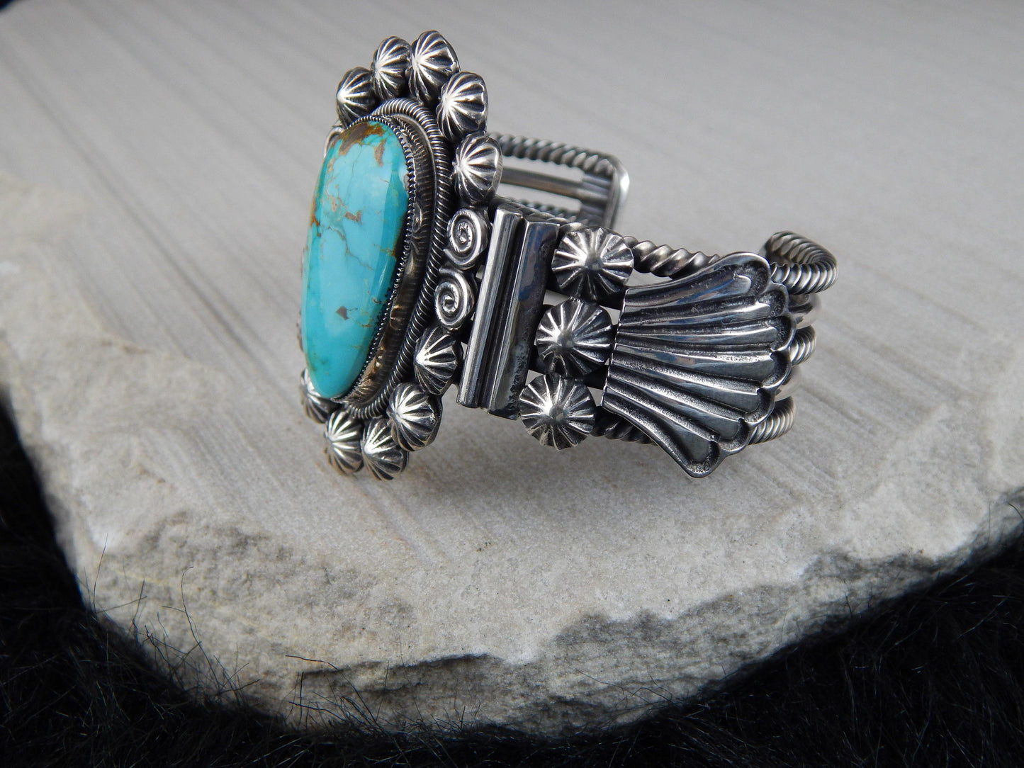 Navajo Turquoise & Sterling Silver Bracelet - Leon Martinez - High Lonesome Trading