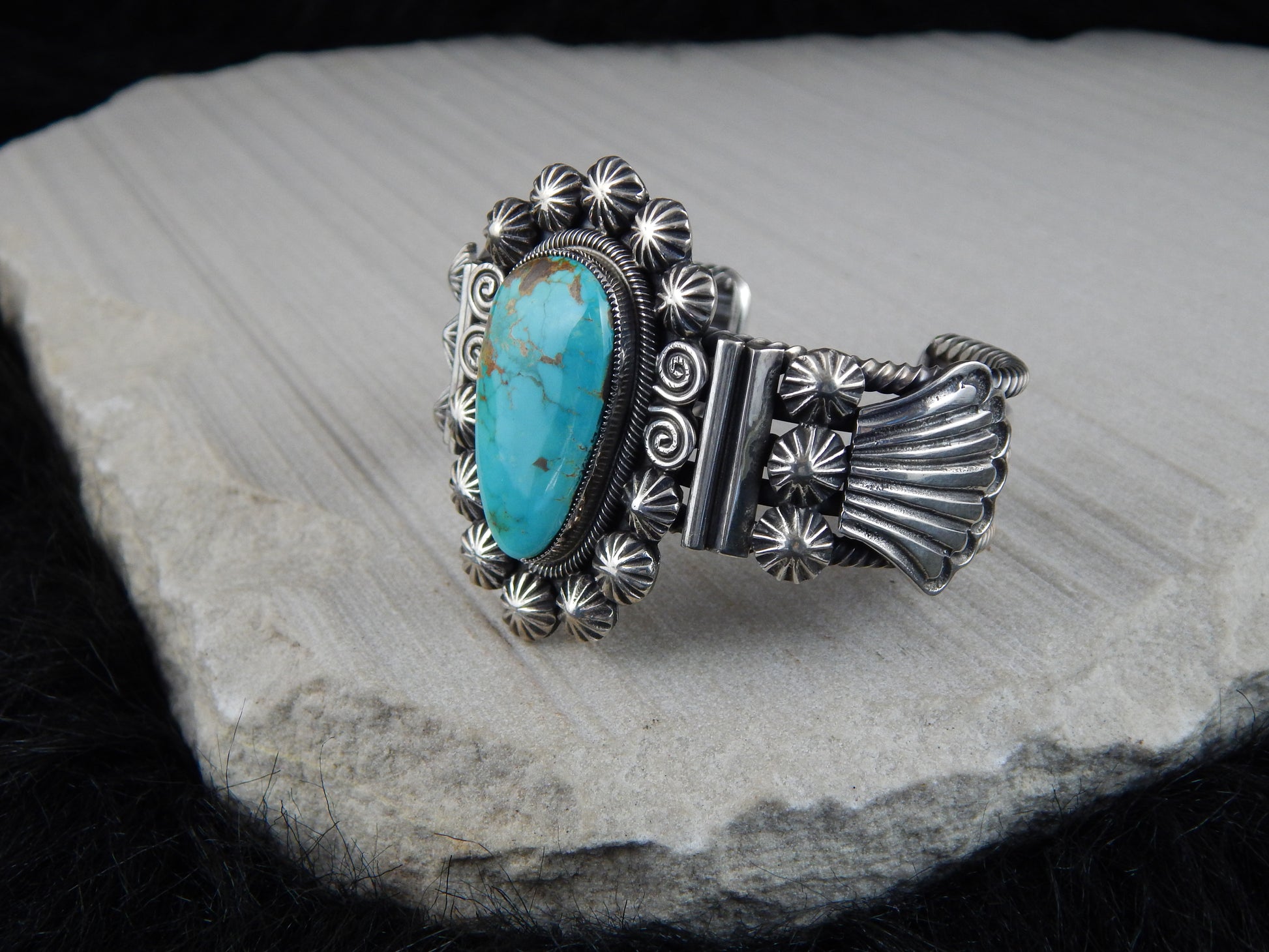 Navajo Turquoise & Sterling Silver Bracelet - Leon Martinez - High Lonesome Trading
